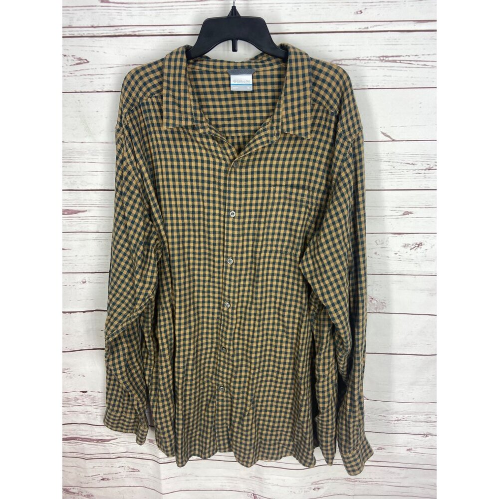 Columbia Cornell Woods Flannel Long Sleeve Shirt AT1523 Brown Blue Plaid Men 3XT